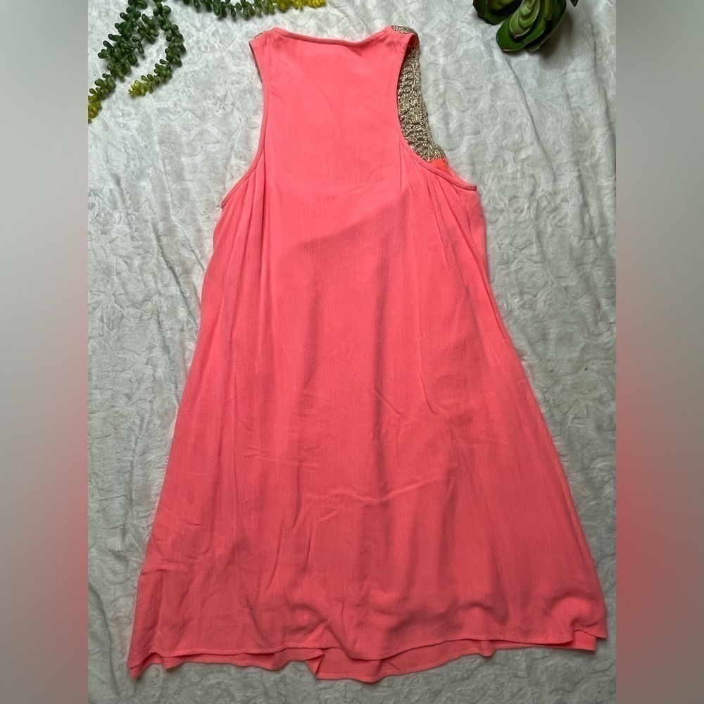 Lilly Pulitzer Rachelle Coral Gold Racerback Pom Pom Swing Dress Size Small - Picture 3 of 15